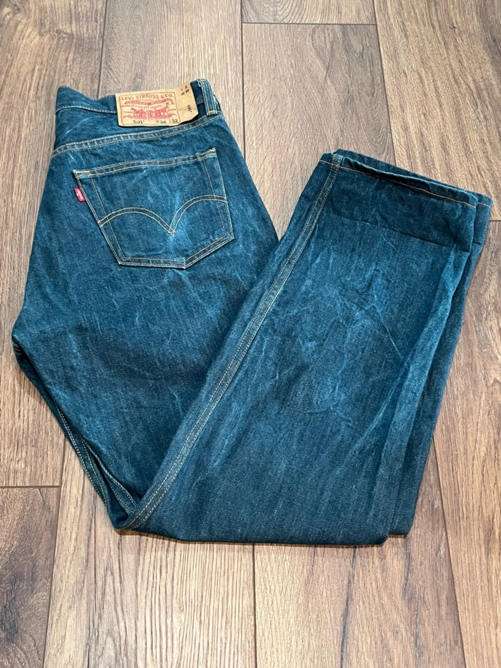 Levi’s 501 Original Jeans Mens 34x32 Dark Wash‎ Button Fly Straight Leg Classic